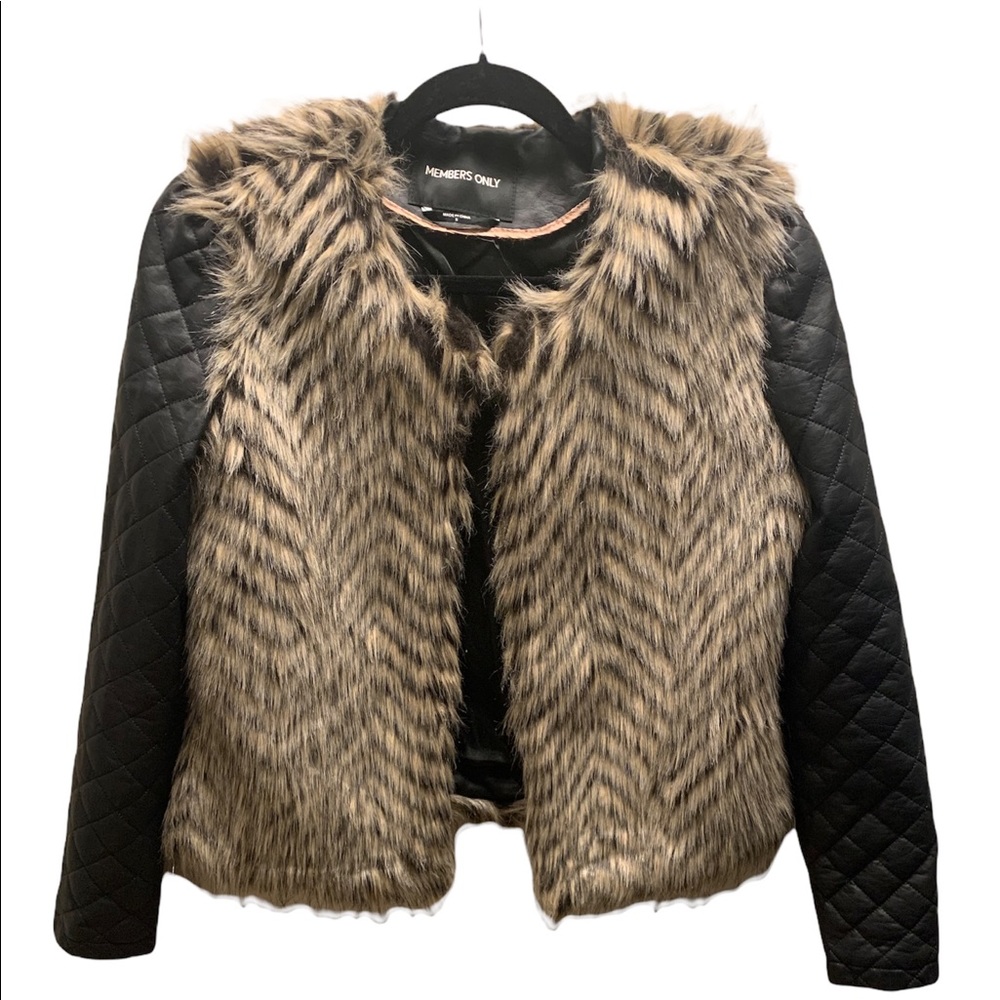 Members Only faux fur jacket size Small